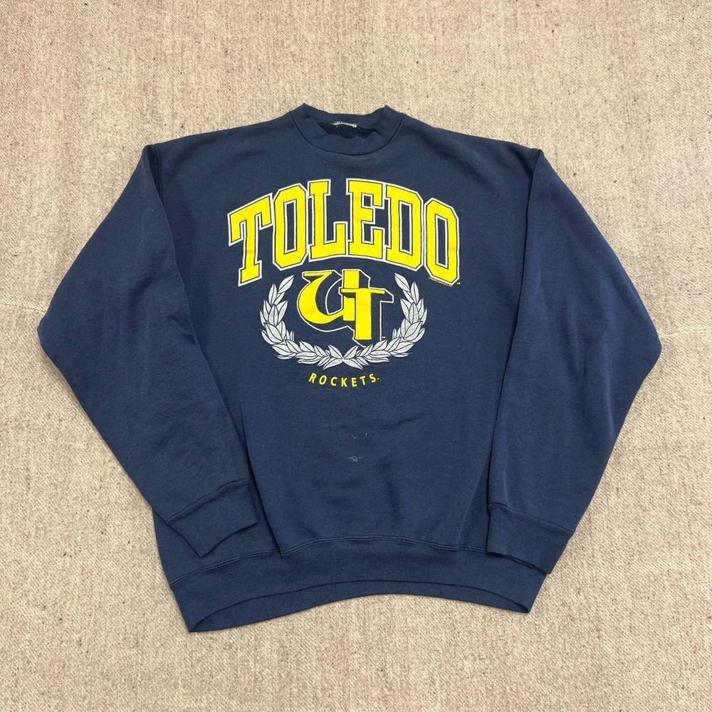 Vintage University Of Toledo Rockets Sweatshirt Mens‎ Large Blue 1990s NCAA